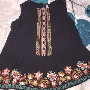 Navy patterned blouse